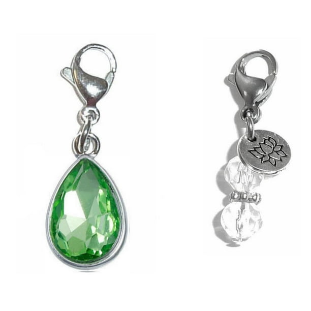 AUGUST Birthstones PERIDOT GREEN Starter Charm Bracelet Safety Chain & GIFT BOX